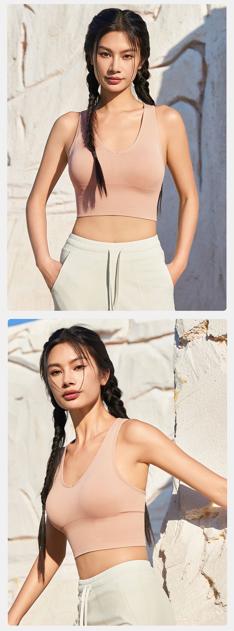 【 3piece set 】High strength shock-absorbing gathering bra, women's one-piece fixed cup, thin design, beautiful back, front zipper,_voghion.com