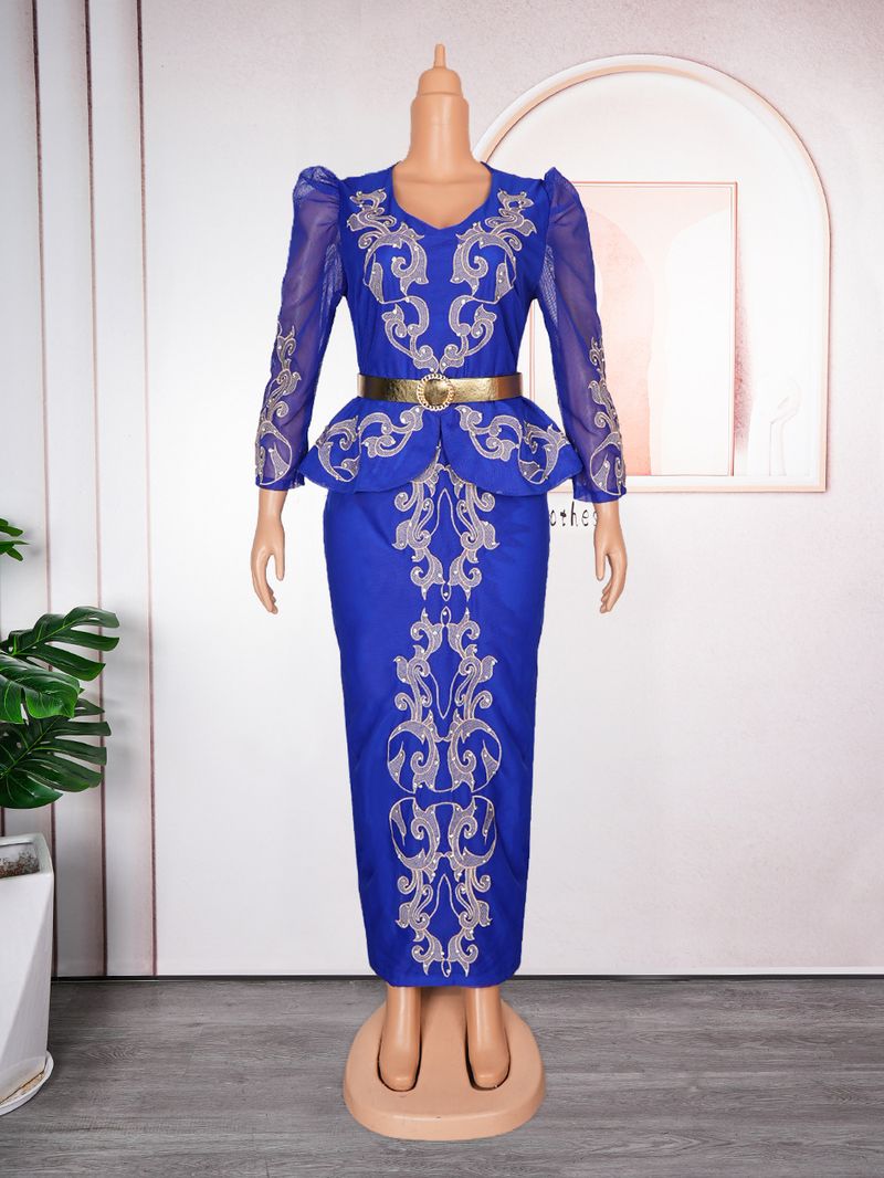 Vestido feminino plus size novo, luxuoso, com decote em V, lantejoulas e miçangas_voghion.com