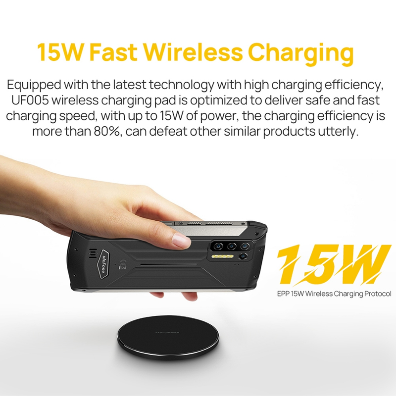 Ulefone UF005 15W Round Fast Charging Qi Wireless Charger(Black)_voghion.com