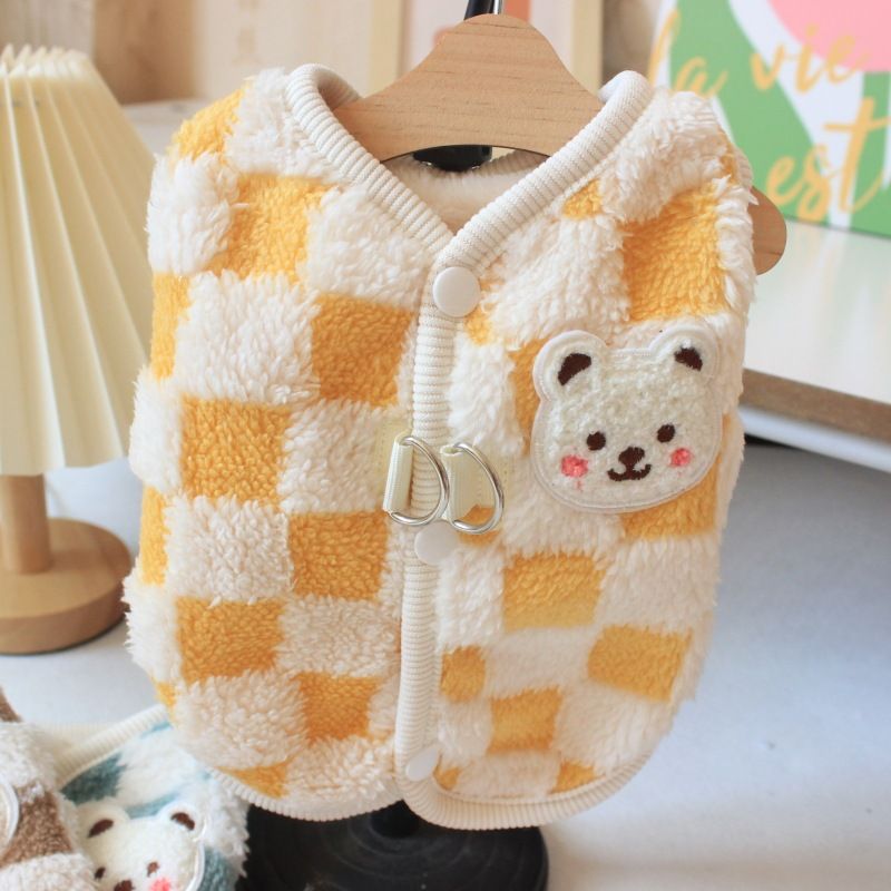 Neu Pet Herbst Winter Hund Kleidung Teddy Bichon Katze Kleidung Schachbrett Warme Weste_voghion.com