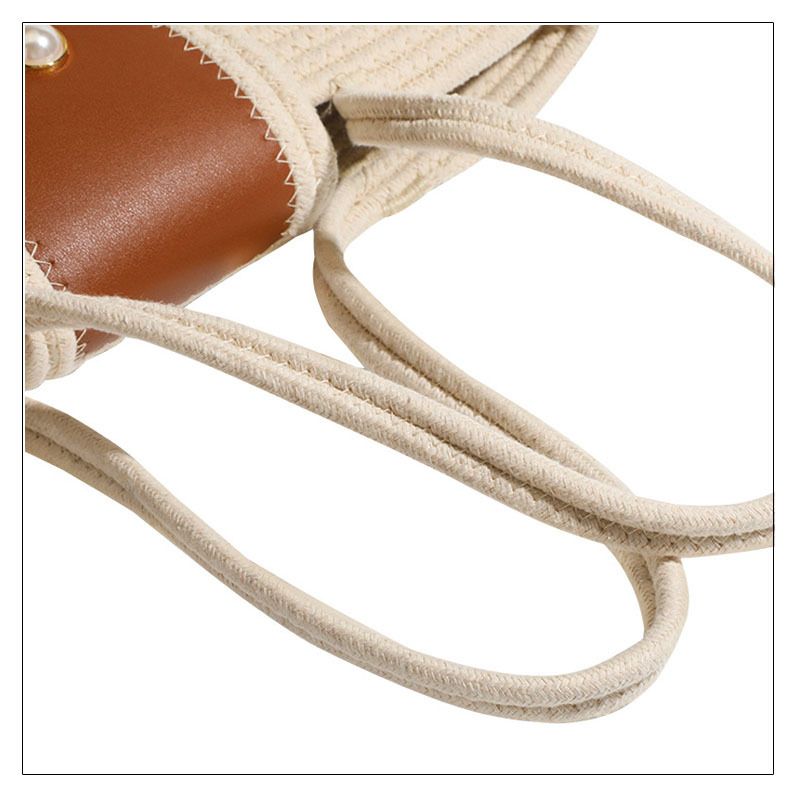 Borsa da spiaggia a spalla singola in corda di cotone intrecciata in erba da donna estiva 2024_voghion.com