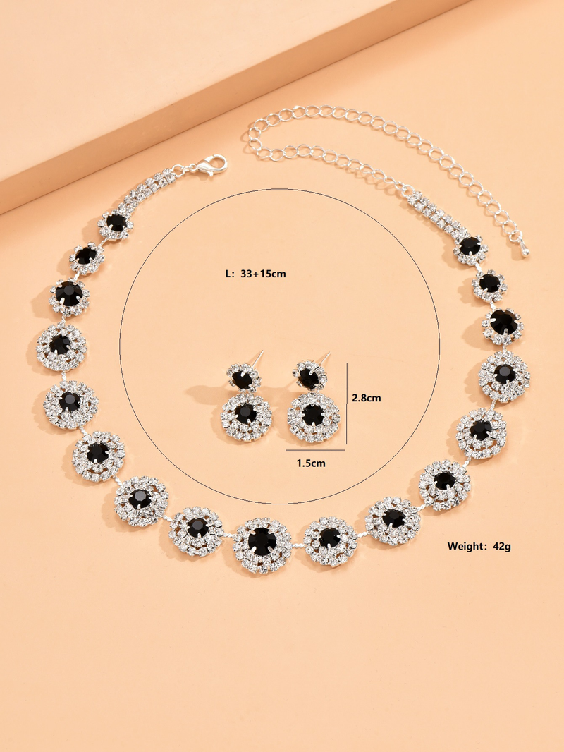 Set di gioielli da donna, alla moda, abiti da sposa alla moda, gioielli da sposa, collana, orecchini, bracciale, anello, rotondo, semplice, abito, accessori per abiti._voghion.com
