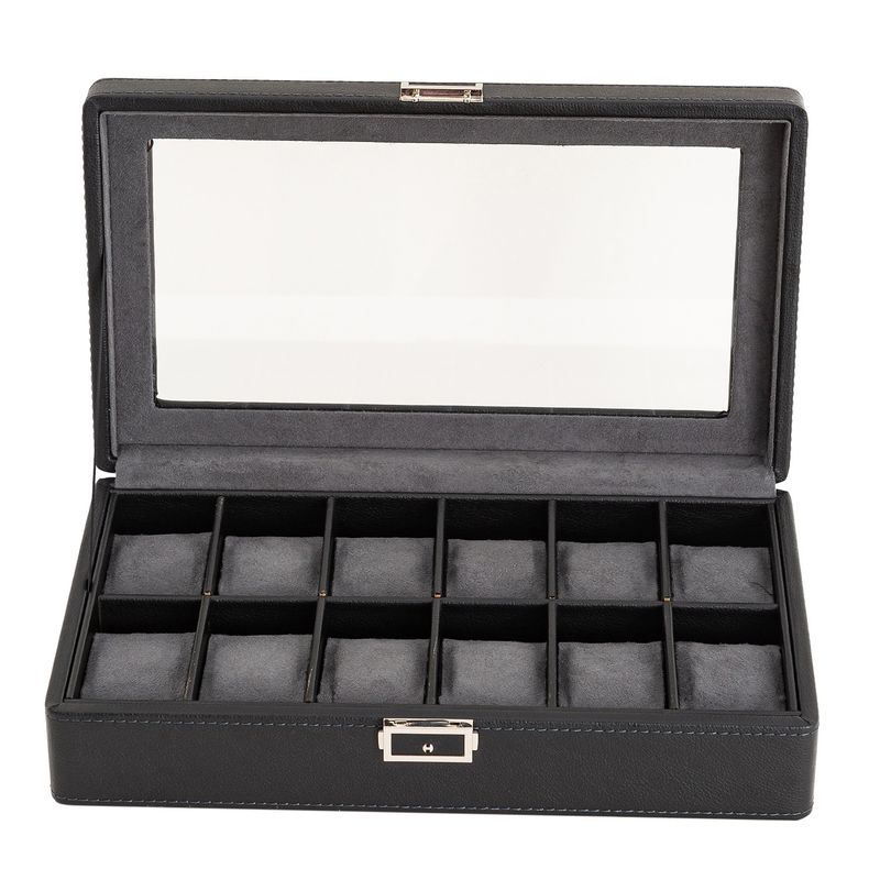 Black Green New Lychee Pattern High End Watch Box 3 Bit 6 Bit 12 Bit Double Layer Watch Jewelry Storage Box_voghion.com