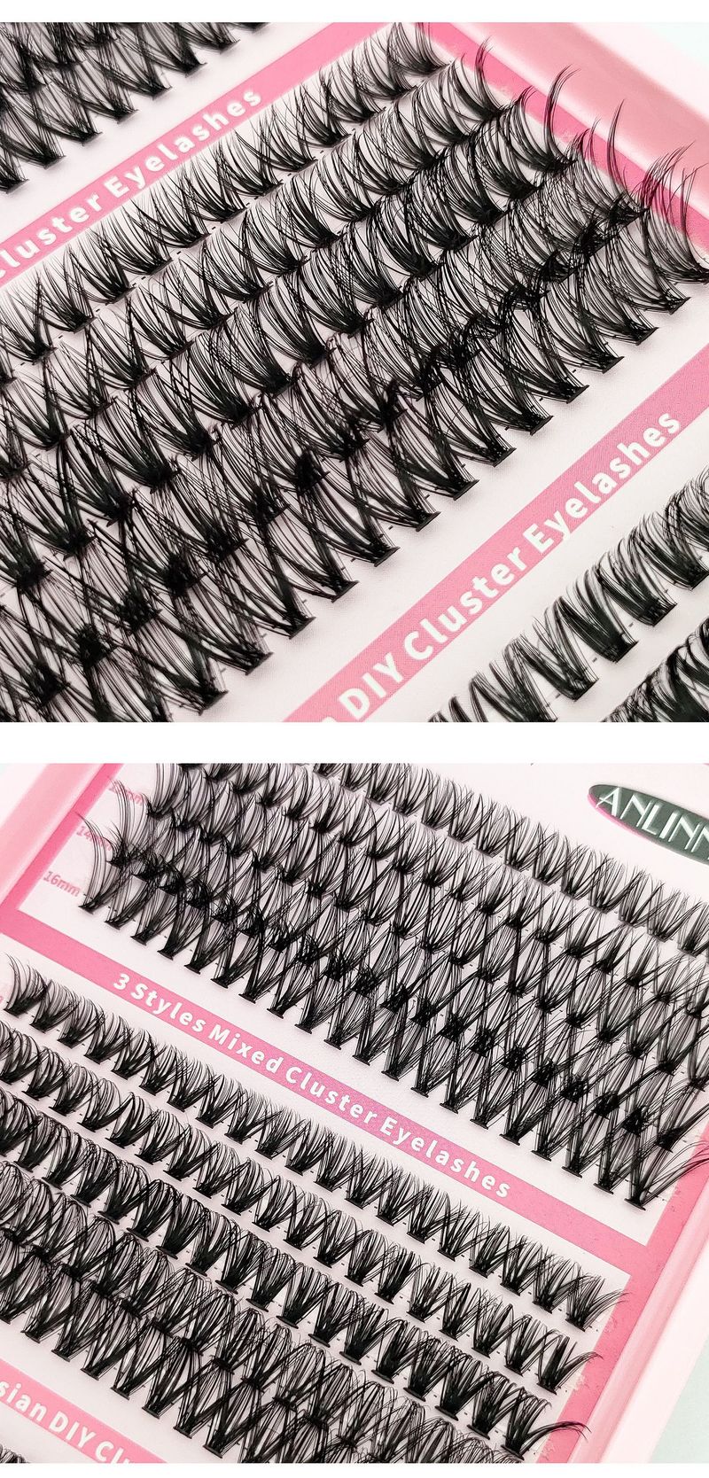 DIY Cluster Lashes - C/D Curl Mixed Set (3D Fluffy & Voluminous, Heat-Bonded Base, Segment Style, High-Density For Dramatic Look)_voghion.com