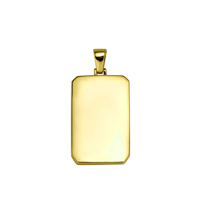 Collana con ciondolo rettangolare Hip Hop da uomo con incisione laser - Catena a maglie cubane da 24 pollici in oro/argento - Gioielli streetwear_voghion.com