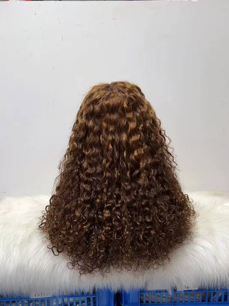 Parrucca con chiusura in pizzo 5x5 riccia romana 18A Parrucca castana biondo miele Parrucca riccia romana bob 250% densità Parrucca 100% capelli umani_voghion.com