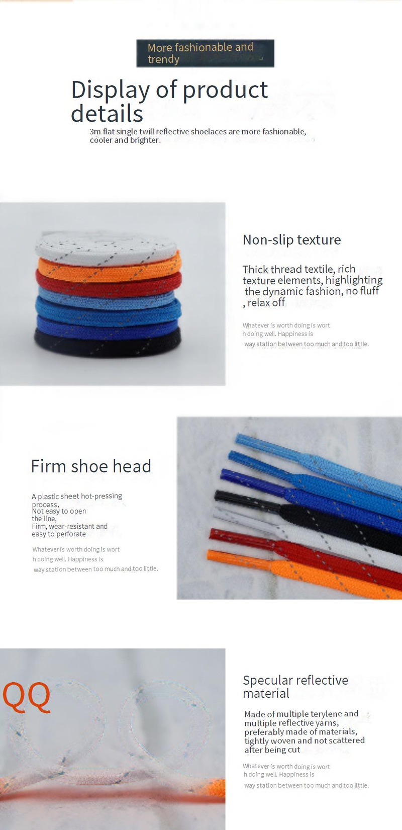 Segeltuchschuhe Freizeitschuhe 3M Flache Twill Reflektierende Schnürsenkel Verschleißfestes, rutschfestes Schuhseil_voghion.com