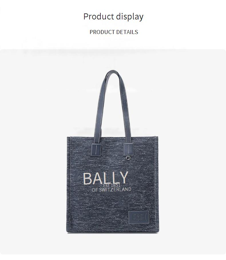 Bally Kadın Lacivert Kumaş Tote Omuz Çantası6301613_voghion.com