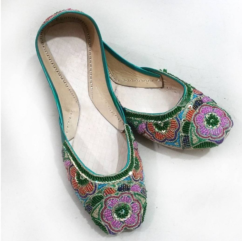 Damesschoenen Leren schoenen Dames ronde neus Platte schoenen met kralenborduursel_voghion.com