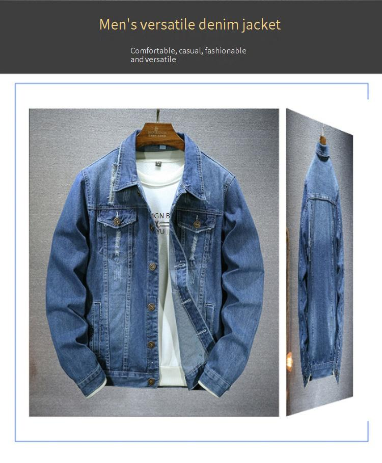 Herrenbekleidung Mode Tops Trendy Marke All Match Slim Edge Ripped Denim Jacke_voghion.com