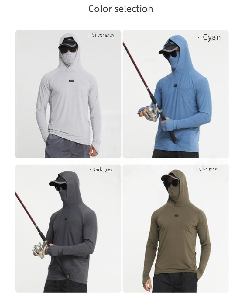 Langärmlige Sonnenschutzkleidung für Herren, Angelkleidung, schnelltrocknend, UV-beständig, verschleißfest, Sonnenschutzkleidung aus Eisseide_voghion.com