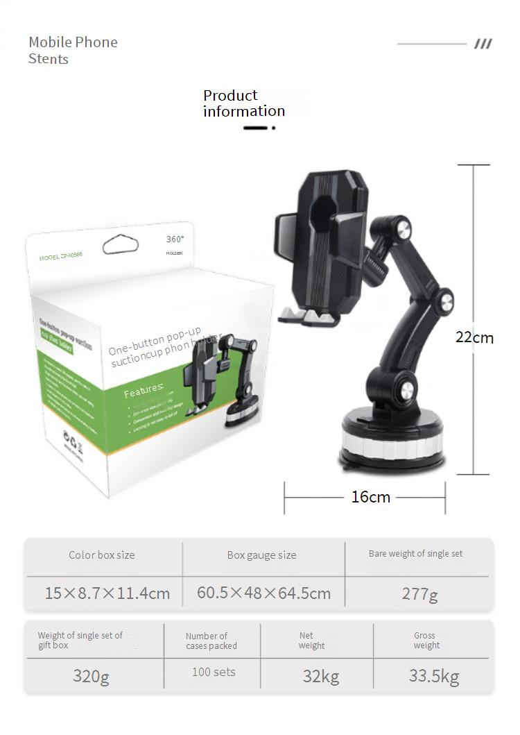 YJ-8735 Universal Car Phone Holder Mount, Super Strong Suction Cup & 360° Adjustable Gooseneck For Windshield, Compatible With All Smartphones_voghion.com