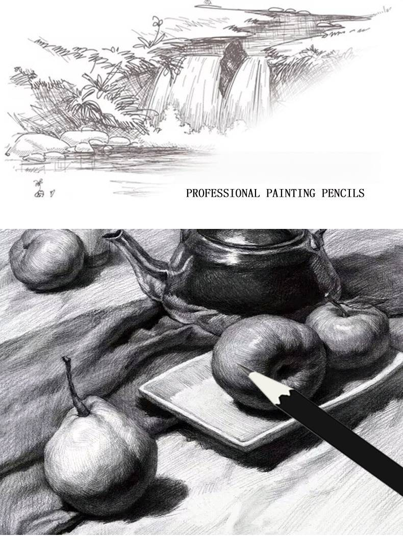 Professional Sketching Pencils Set - 2B, 4B, 8B, HB Graphite Pencils For Artists, Students & Kids - 12-Pack Art Drawing Supplies_voghion.com