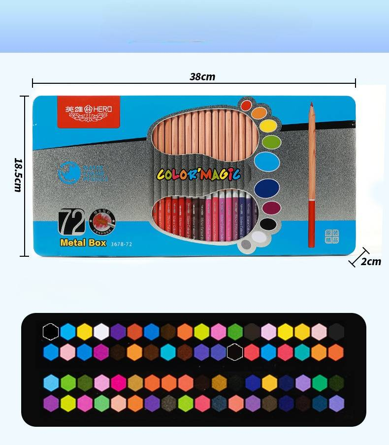 72-Color Watercolor Pencils Set With Metal Case - Triangular & Round Shaft For Artists, Sketching & Coloring_voghion.com