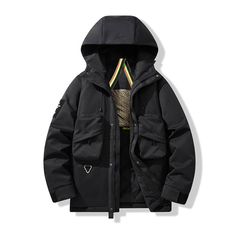 Giacca da lavoro invernale da uomo - Cappotto caldo impermeabile antivento con cappuccio e vestibilità ampia, arricchito con grafene, per abbigliamento casual e all'aperto_voghion.com
