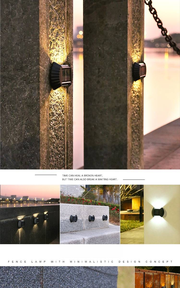 Solarne lampy ścienne, wodoodporne, zewnętrzne, oświetlenie ogrodowe, oświetlenie krajobrazu z oświetleniem góra-dół do patio_voghion.com