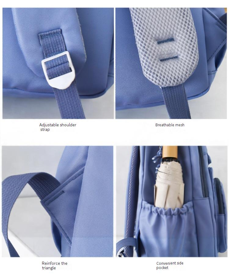 Set di zaini in nylon leggero per studenti delle scuole superiori - Spazioso zaino scolastico da 3 pezzi con spallacci ergonomici, stampa di un simpatico gatto_voghion.com