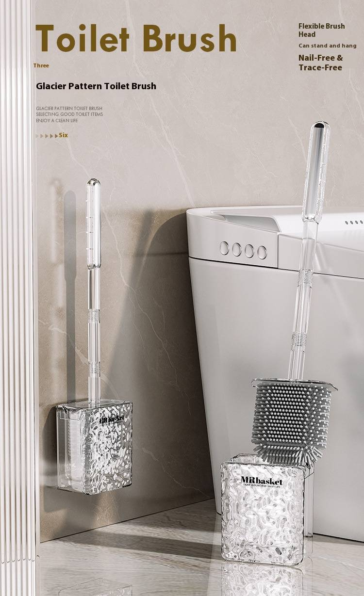 Plastic Toilet Brush With Wall Mount Holder – Lightweight Bathroom Cleaning Tool, Non-Scratch Bristles, Space-Saving Design_voghion.com