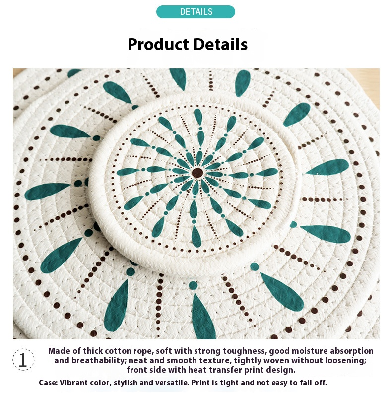 Lot de 4 sets de table en coton à motif floral, résistants à la chaleur, écologiques, lavables et biodégradables._voghion.com