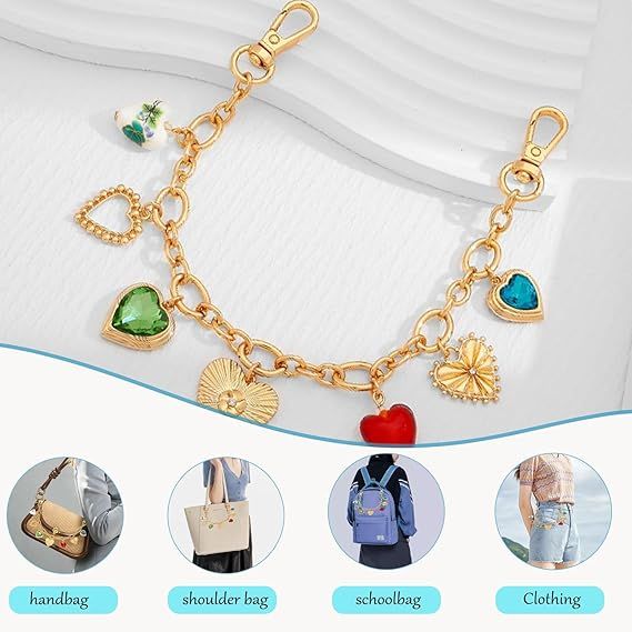 Portachiavi da donna con strass rossi, borsa dorata alla moda, ciondolo a forma di cuore, ciondolo chiave, ciondolo portafoglio alla moda, accessorio per auto_voghion.com