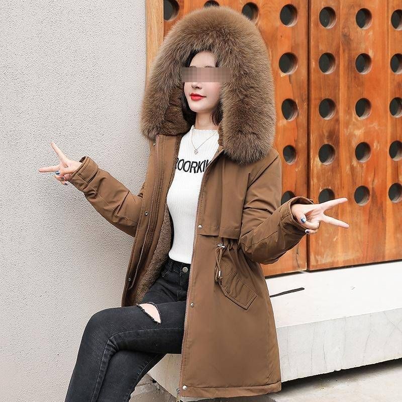 Women's Winter Hooded Parka Coat With Fox Fur Trim - Long Quilted Puffer Jacket For Petite To Plus Size, Warm Fleece Lined, Zipper Closure_voghion.com