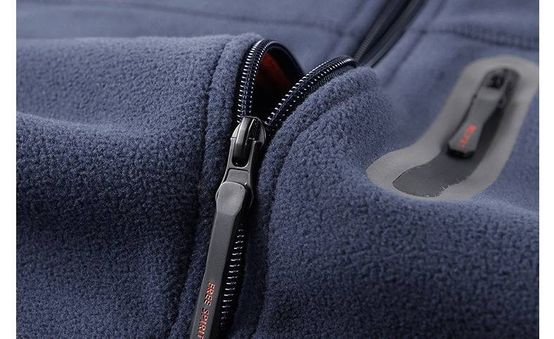 Men's Polar Fleece Jacket – Stand Collar Winter Warmth | Multi-Pocket Design | Dark Gray/Black/Royal Blue/Khaki | M-XXXXL_voghion.com