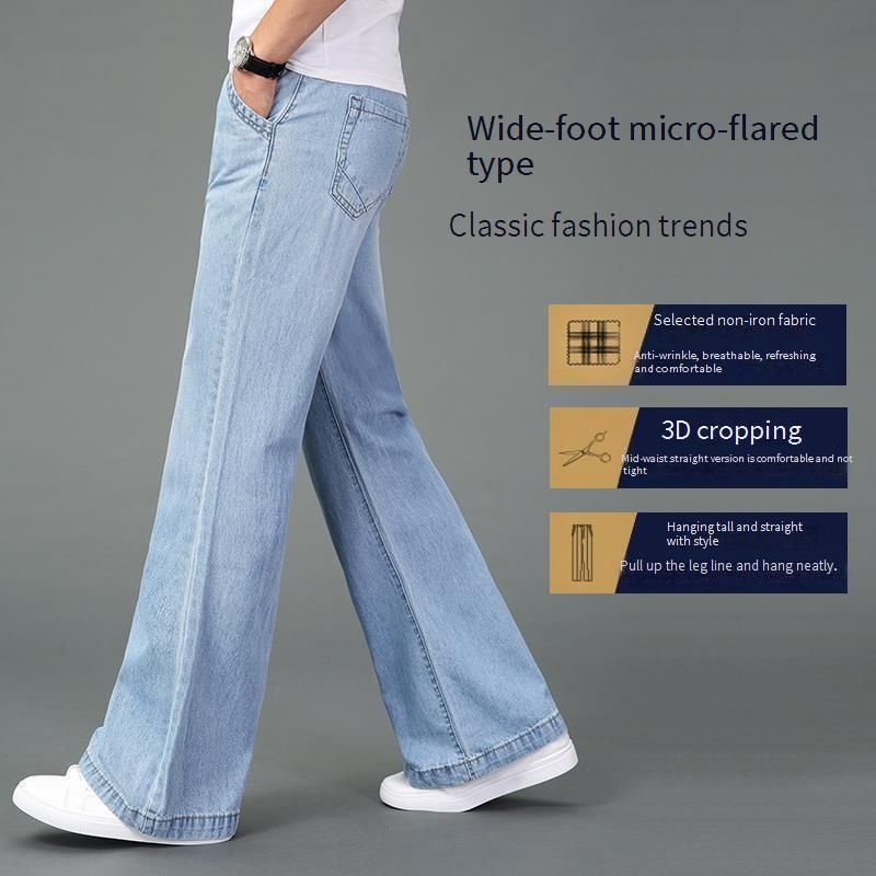 Jean évasé rétro pour homme – Pantalon bootcut en coton mélangé légèrement extensible (26-40) – Pantalon taille haute vintage à pattes d'éléphant pour le disco et le streetwear_voghion.com