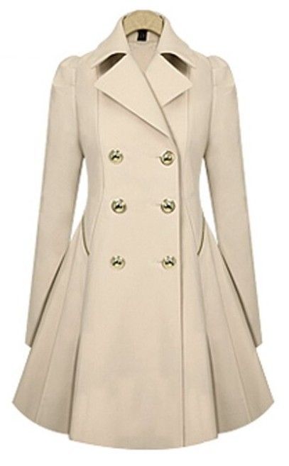 Elegant Double-Breasted Trench Coat For Women – Plus Size Long Coat With High-Density Twill Fabric, Slim Fit & Office Chic (Beige, Navy Blue)_voghion.com
