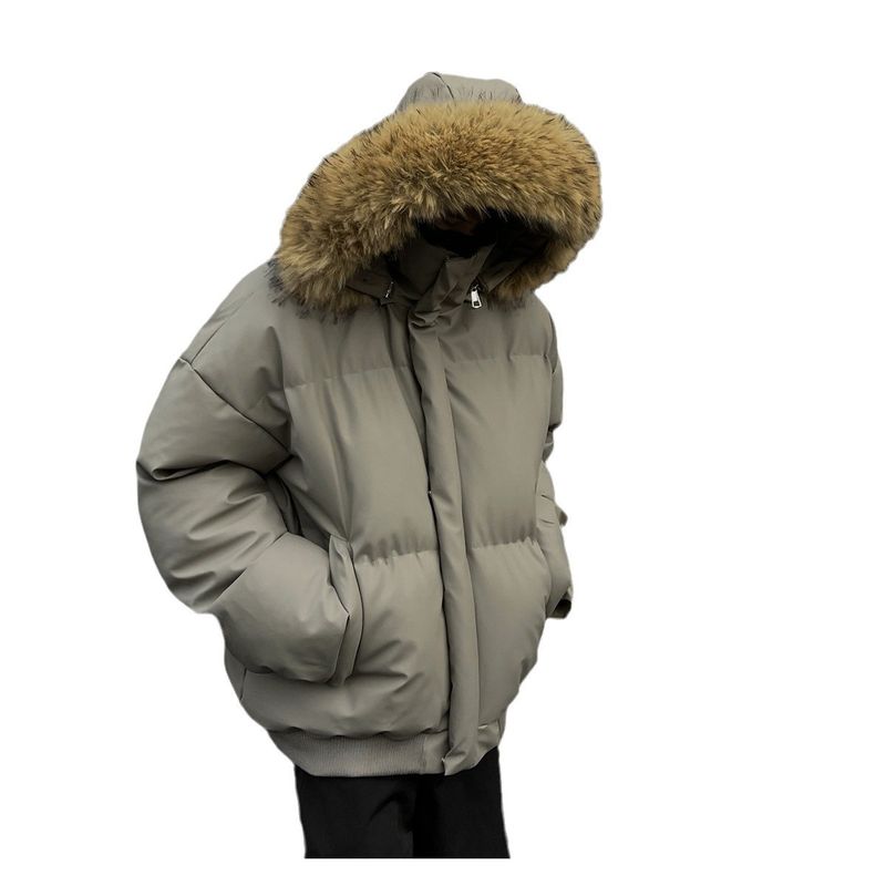 PU Leather Bomber Jacket With Detachable Fur Hood – Unisex Winter Coat (M-2XL, 200g Filling)_voghion.com