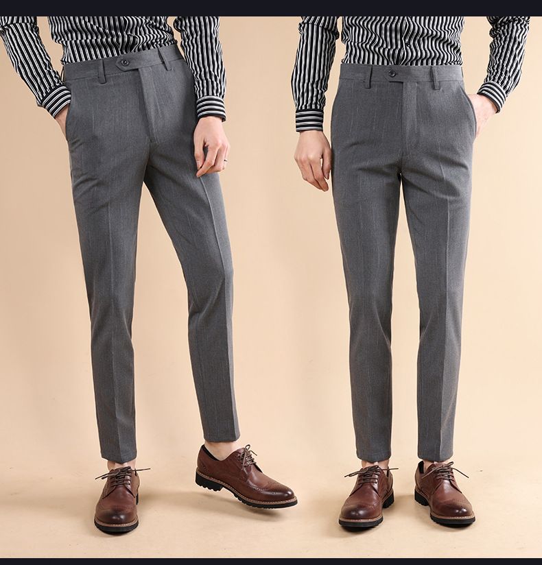 Men's Slim Fit Dress Pants For Business Casual - Wrinkle-Free & Stretchable Polyester Blend Trousers With Comfortable Tailored Fit_voghion.com