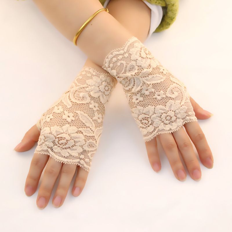 Gants de mariée en dentelle pour l'extérieur, protection solaire fine pour l'été, décoration pour robe de mariée_voghion.com