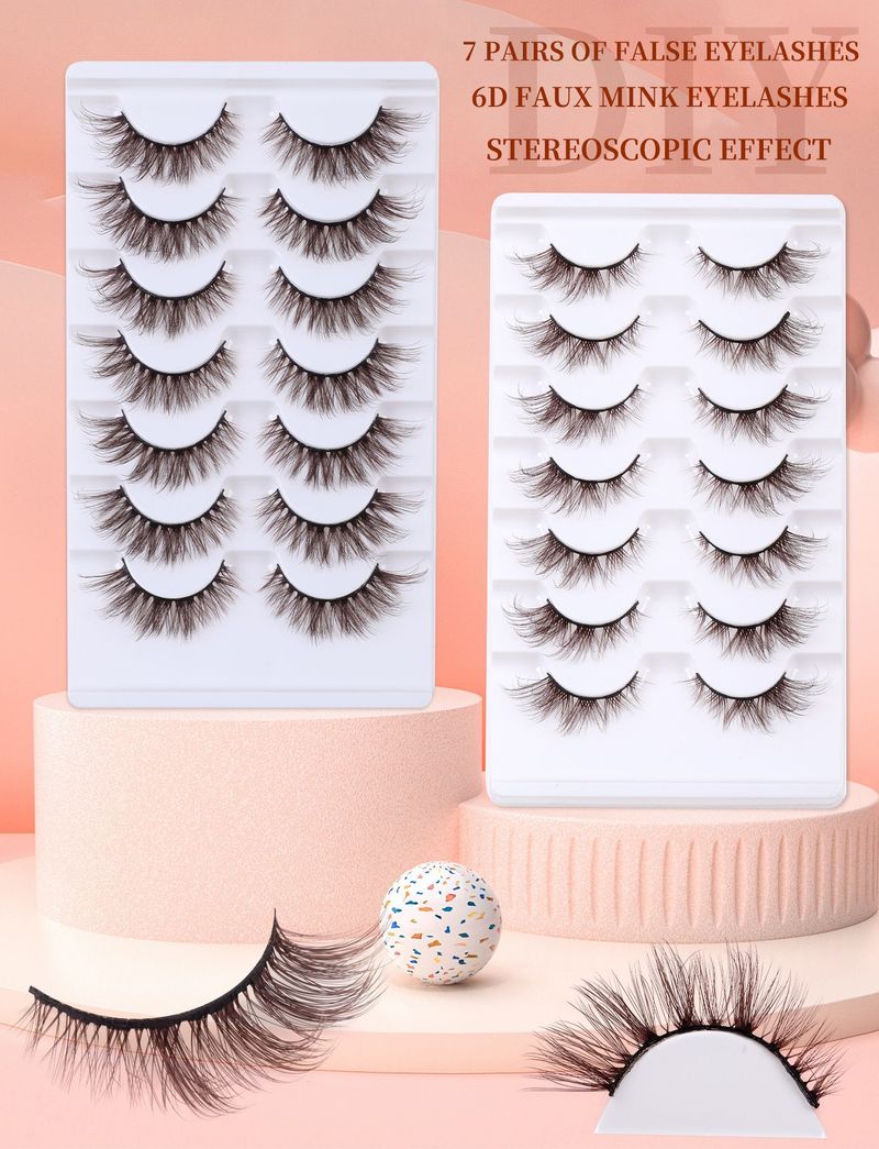 7-Paar-Set braune künstliche Wimpern, dreidimensional und natürlich, weiche Textur, für die Bühne, personalisiert und für den täglichen Gebrauch_voghion.com