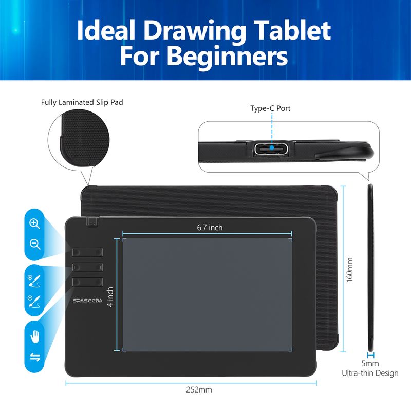605 Graphics For Drawing Painting / Gaming OSU, Ultra Thin Art Pen Tablet With 8192 Levels Digital Stylus_voghion.com