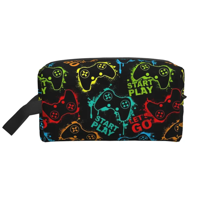 Player Game Controller Video Gamepad Print Cosmetic Bags Portable Makeup For Travel Toiletry Bag Accessories Organizer_voghion.com