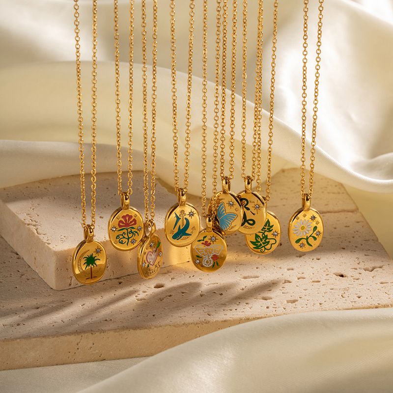 Collana con ciondolo in acciaio inossidabile placcato oro, design di alta qualità, colore smalto Ins, accessorio resistente allo sbiadimento_voghion.com