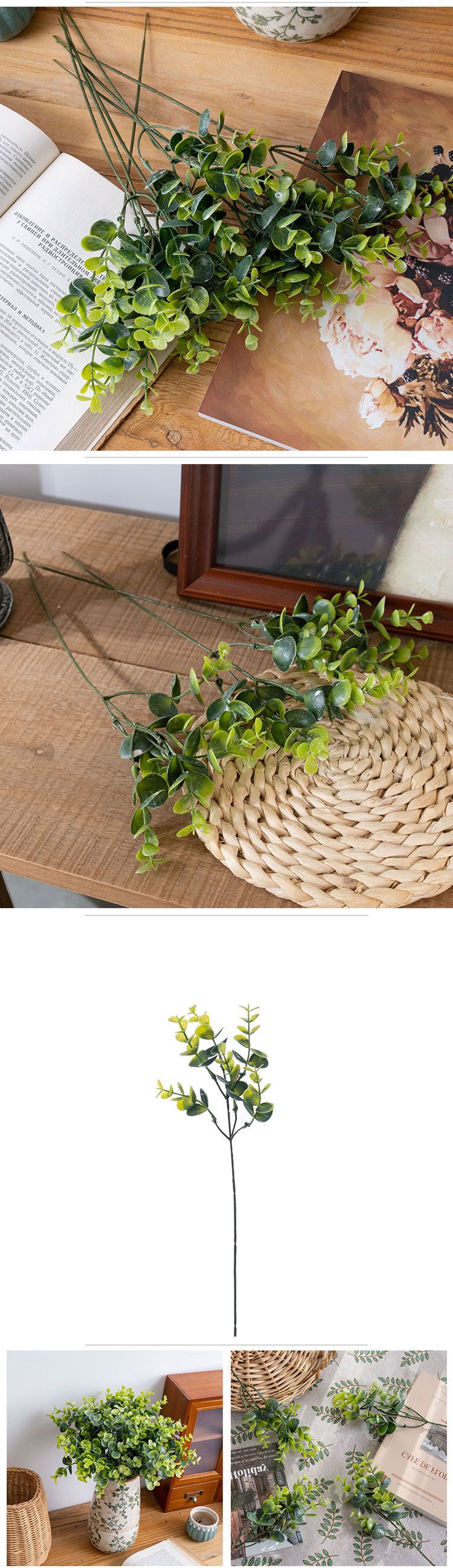 Fabricante de flores artificiais estilo INS de eucalipto único para jardim e decoração de casa_voghion.com