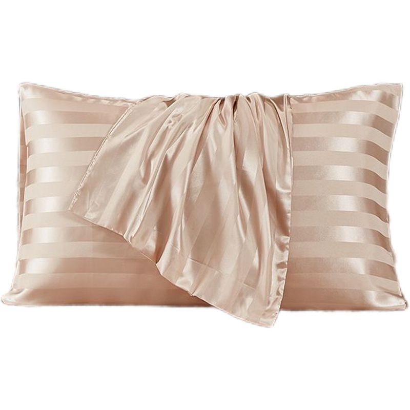 Kissenbezug-Set mit Satinstreifen – luxuriöser Satin-Kissenbezug mit Hotelverschluss (seidenweich, knitterfrei, Queen-Size, 2er-Pack, Weiß und Gold)_voghion.com