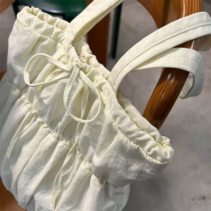 Borsa a tracolla con coulisse e grande capacità, nuova borsa a tracolla da donna autunno/inverno con fiocco e plissettatura_voghion.com