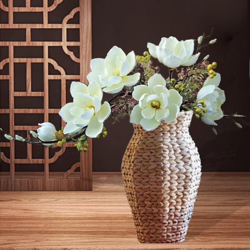 1 pz Lincao Vaso Erba intrecciata Vaso per fiori secchi Vaso per fiori intrecciato Supporto in rattan Cestino intrecciato_voghion.com