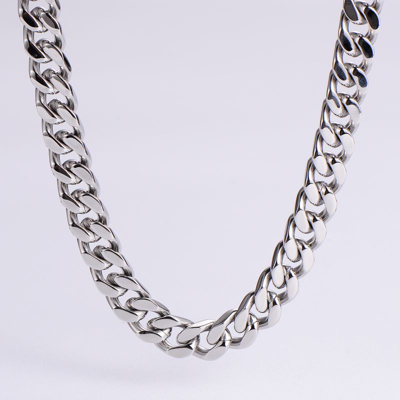 Men's Jewelry Hip Hop Jewelry Stainless Steel Polished Four Sided Grinding Necklace Cuban Chain Necklace_voghion.com