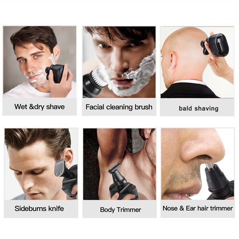 Facial & body grooming set electric shaver hair trimmer beard electric razor for men bald shaving machine digital LCD display_voghion.com