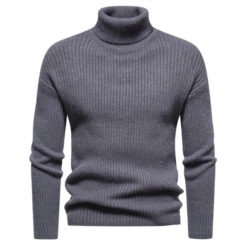 2023 new autumn and winter men's all-match turtleneck pullover sweater fashion warm knitted bottoming shirt_voghion.com