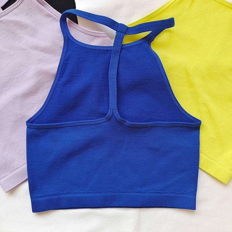 Gilet da yoga fitness a maniche corte da donna con bella schiena ed elevata elasticità, colore puro, traspirante e assorbente del sudore_voghion.com