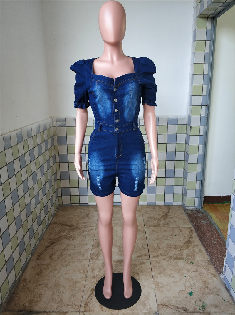 Women's solid color casual slim denim shorts_voghion.com