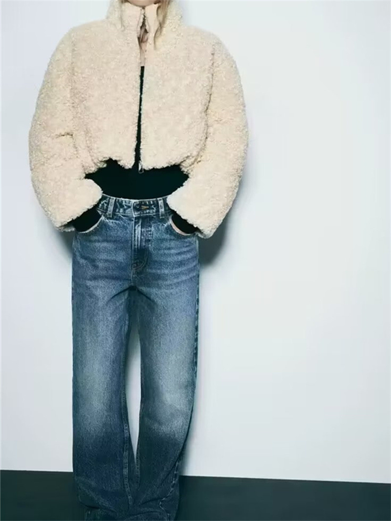 Women's fleece short slim-fit padded jacket jacket_voghion.com