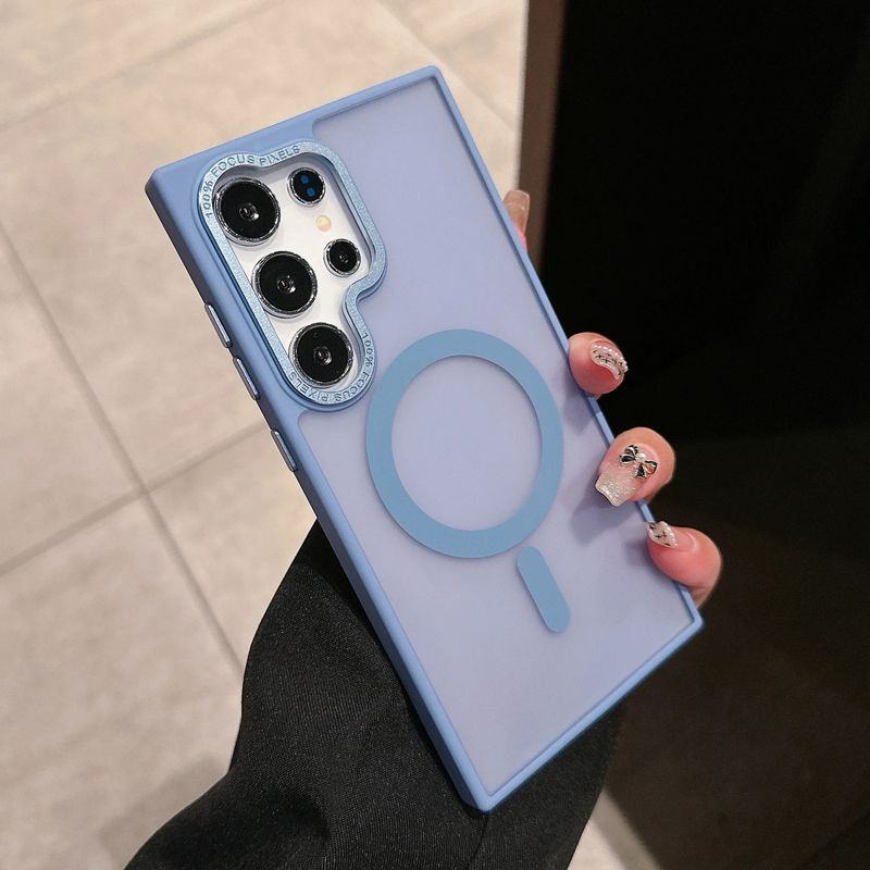 Custodia paraurti ibrida satinata per Samsung Galaxy S25, S24 FE, S23 Plus Ultra, ricarica wireless magnetica traslucida_voghion.com