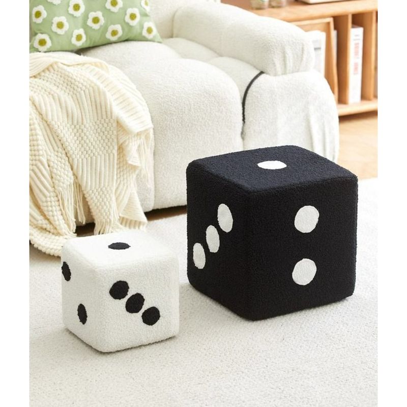 Schuhwechsel-Würfel-Kissen, Teddy-Samthocker für Wohnzimmer/Eingangsbereich, niedriger quadratischer Hocker_voghion.com