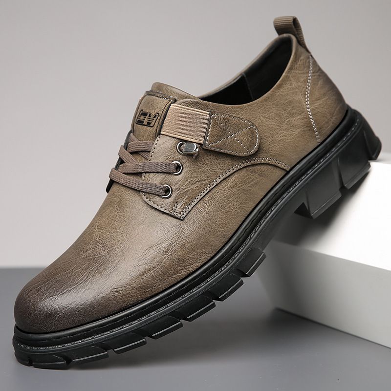 Spring New Breathable Casual British Style Work Non-Slip Soft Sole Business Men's Leather Shoes_voghion.com