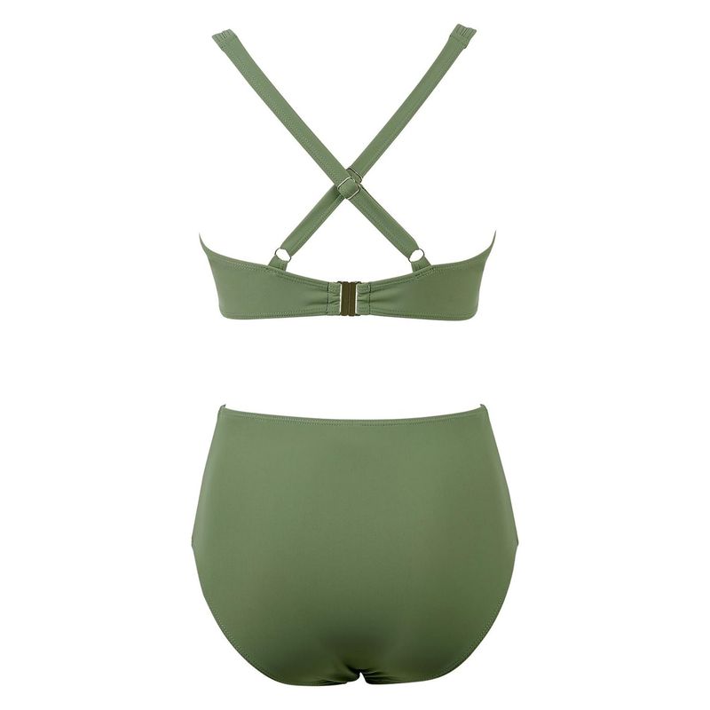 high Waist Bikini, Mesh Ing Sexy Backless Pleated Swimsuit_voghion.com