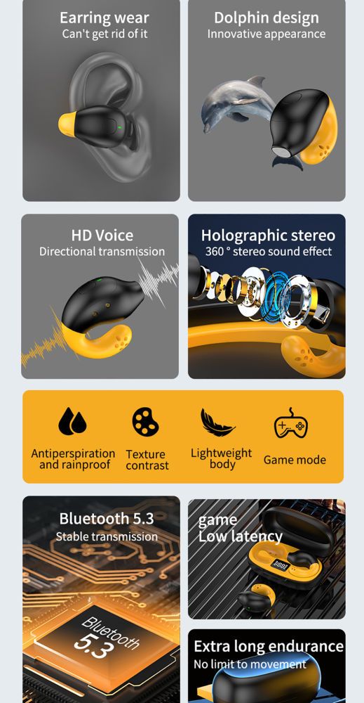 TWS R18 Earphones Wireless Bluetooth Headset Noise Cancelling Headsets With Microphone Headphones_voghion.com